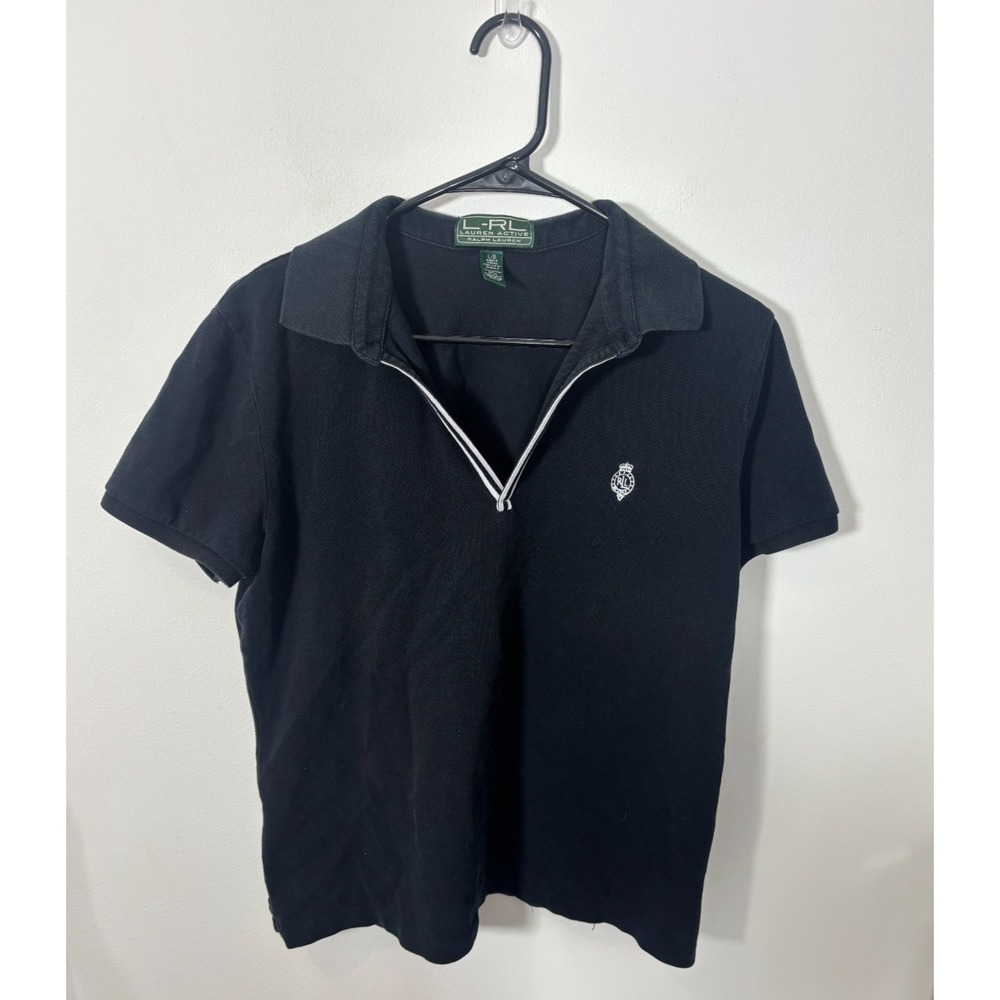 Women L-RL Lauren Active Large Polo Ralph Lauren Black and White Cotton